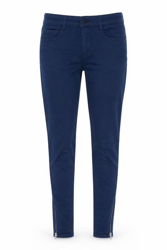 Front view of shop zone women’s blue denim skinny jeans, size UK 6, 27-inch leg