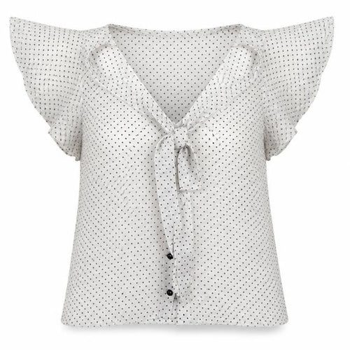 Divided by H&M Womens White Polka Dot  Basic Blouse Size 8