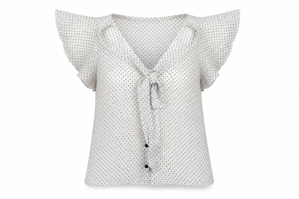 Divided by H&M Womens White Polka Dot  Basic Blouse Size 8