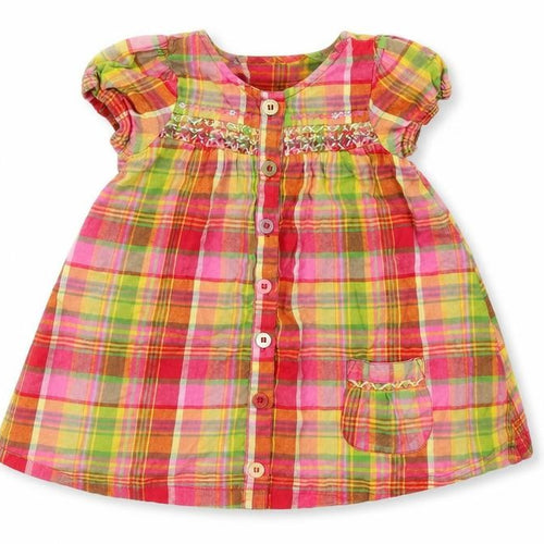 NEXT Girls Pink Check  Shirt Dress  Size 6-9 Months