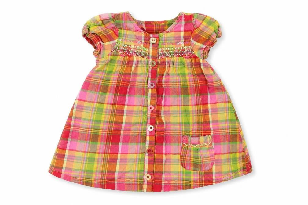 NEXT Girls Pink Check  Shirt Dress  Size 6-9 Months