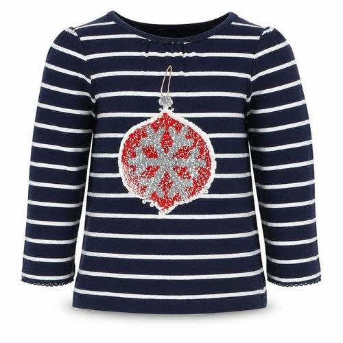 Topolino Girls Blue Spotted  Basic T-Shirt Size 3 Years  - Christmas Bauble