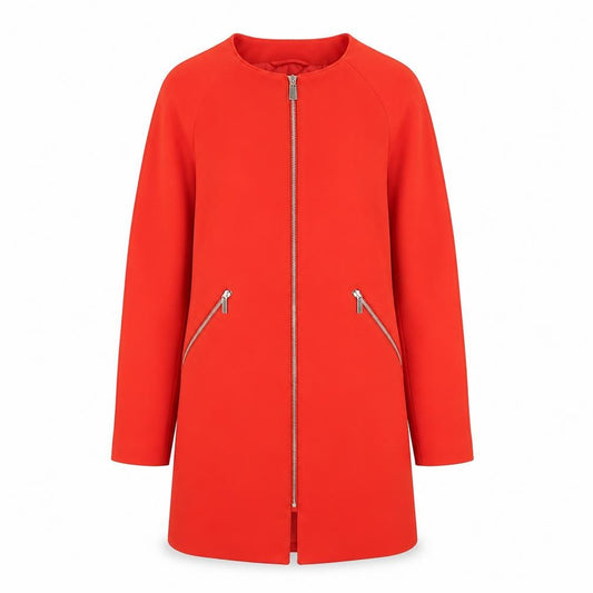 Front view of H&M women’s red jacket, size UK 8
