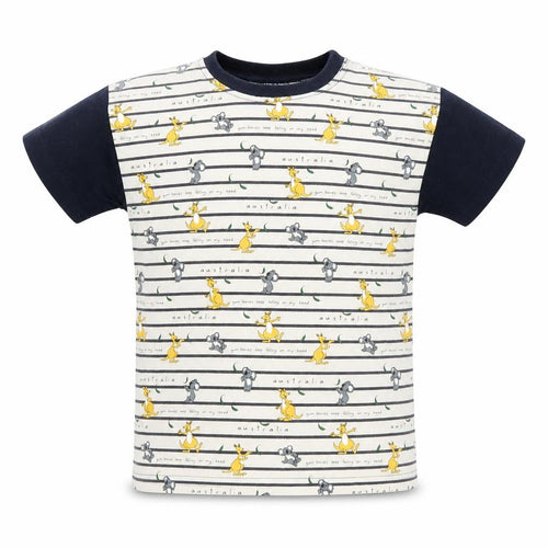 Australian Grown Boys Blue Striped  Basic T-Shirt Size 6 Years