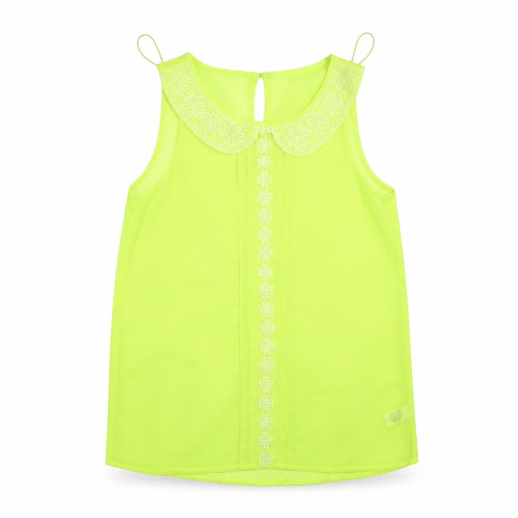 Select Womens Yellow Floral Chiffon Tunic Tank Size 6  - neon