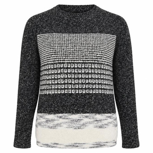 papay Womens Grey Striped Knit Pullover Jumper Size S