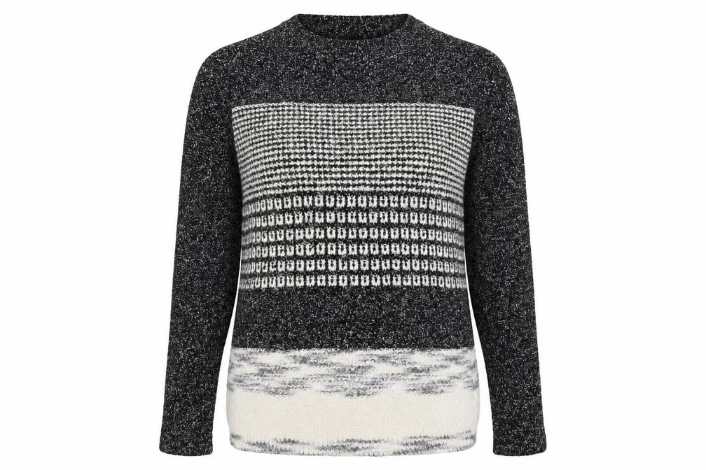 papay Womens Grey Striped Knit Pullover Jumper Size S