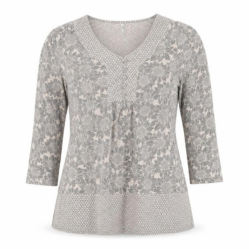 Bm Casual Womens Brown Floral  Basic T-Shirt Size 12