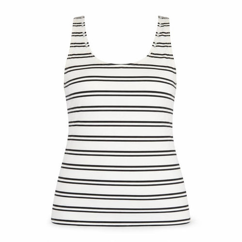 E-vie Womens White Striped  Basic Tank Size 16