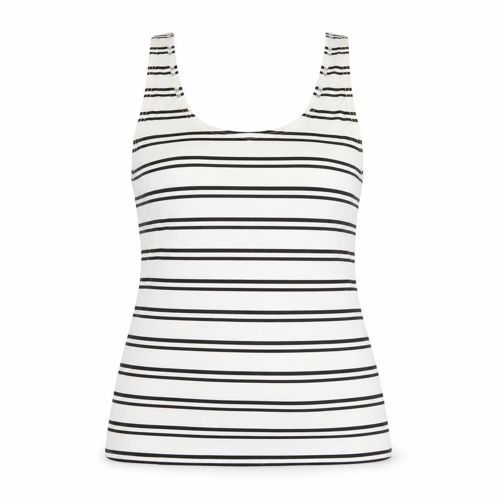 E-vie Womens White Striped  Basic Tank Size 16