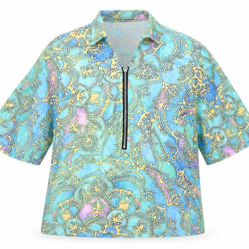 shelays Womens Green Floral  Basic Blouse Size L