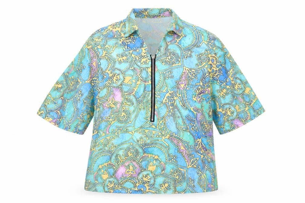 shelays Womens Green Floral  Basic Blouse Size L