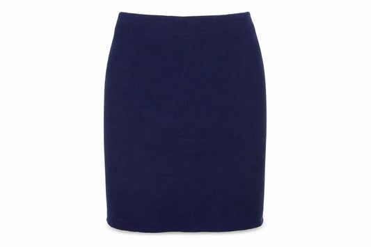 Front view of Preworn women’s blue straight & pencil skirt, size UK 30, in