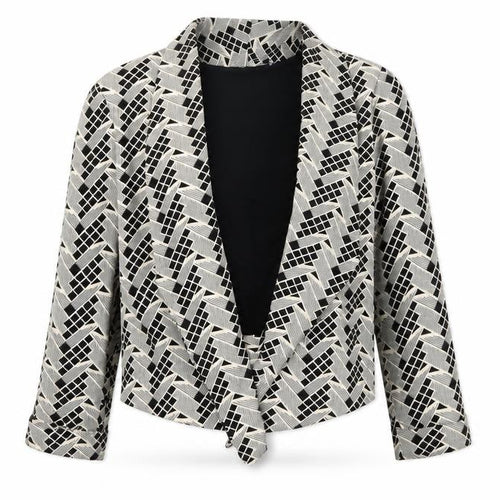 Preworn Womens Beige Geometric  Jacket Blazer Size 10