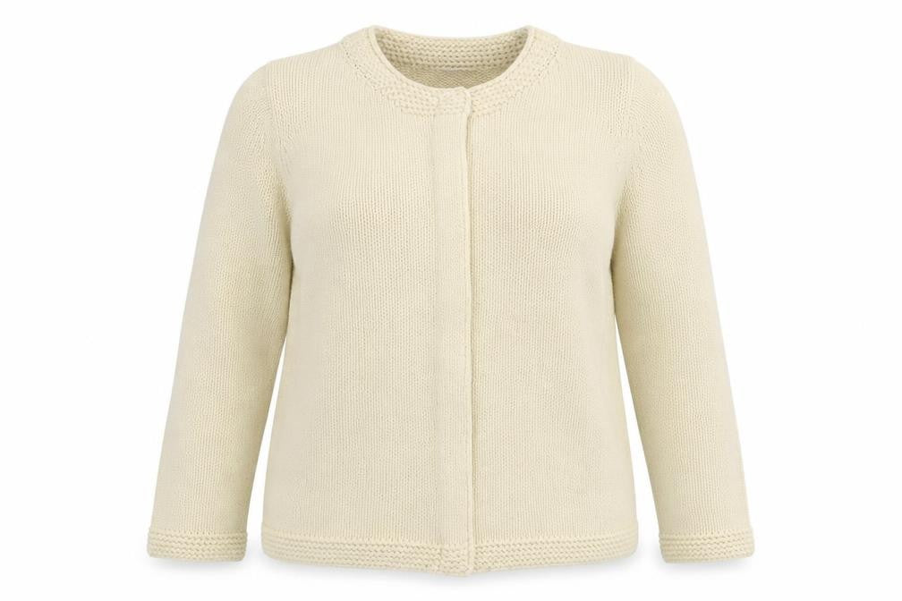 Preworn Womens White  Knit Cardigan Jumper Size 14