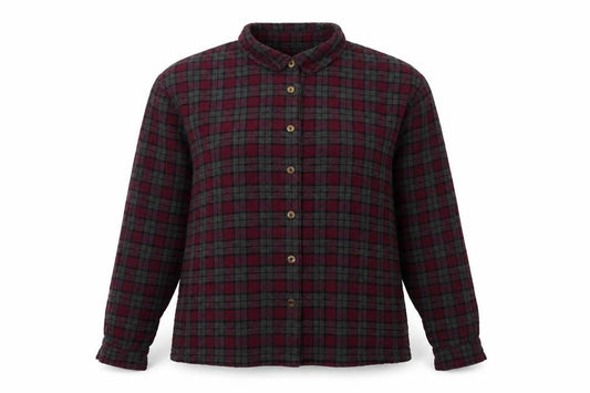Front view of Lazy Days women’s multicoloured check basic button-up, size M