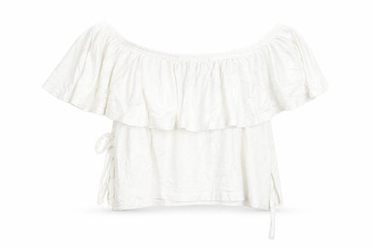 Front view of Missguided women’s white cropped t-shirt, size UK 10