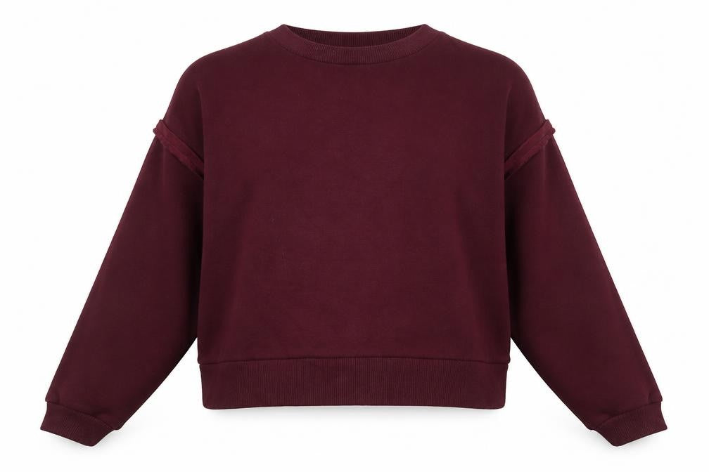 Front view of New Look women’s red pullover sweatshirt, size UK 14