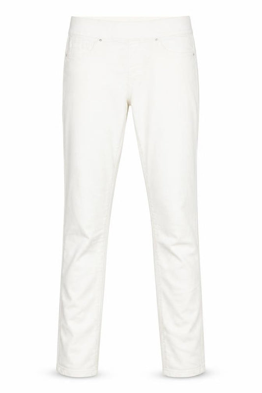 Front view of Denim & Co. women’s white skinny jeans, size UK 10, 23-inch leg