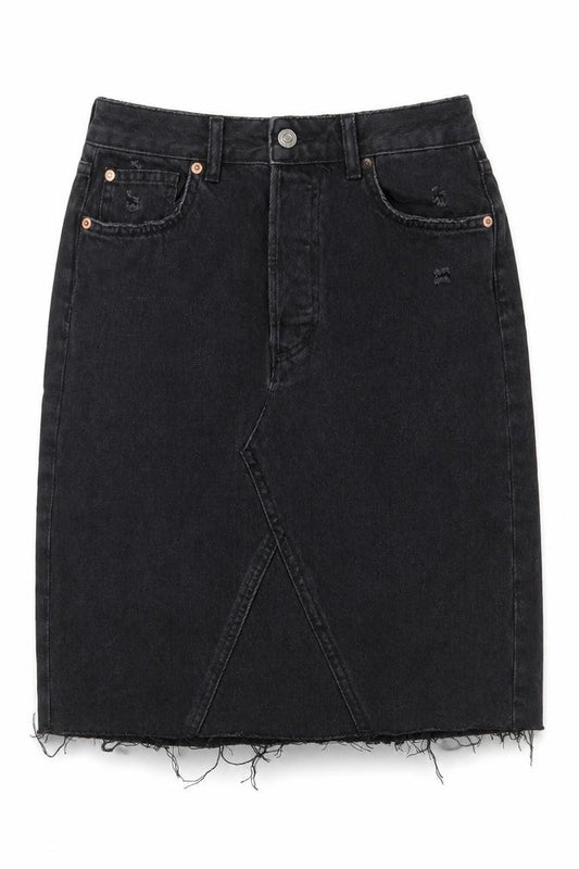 Front view of Vintage women’s black straight & pencil skirt, size UK 6