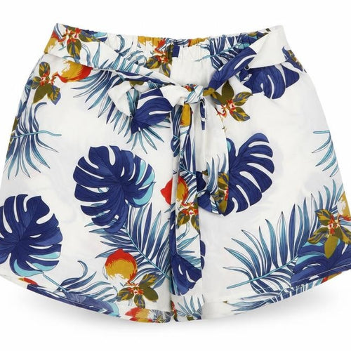 Preworn Womens White Floral  Paperbag Shorts Size S