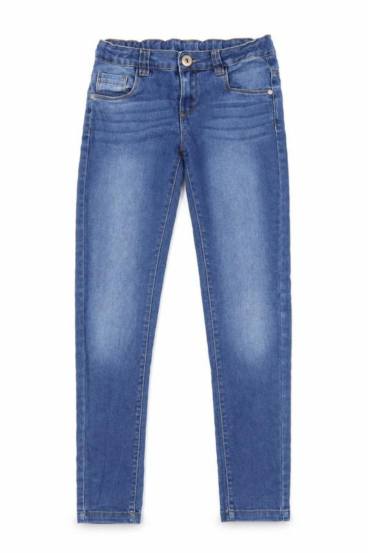 Front view of Miss Evie girls’ blue skinny jeans, size 12, years