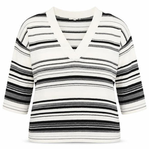 F&F Womens White Striped Knit Pullover Jumper Size 12