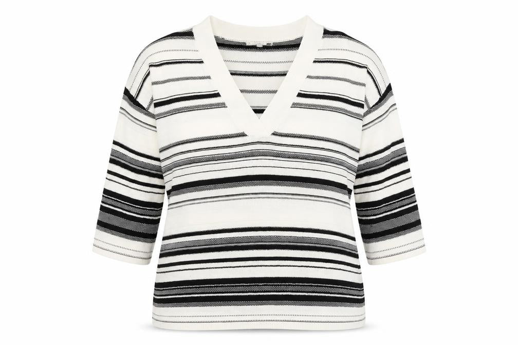 F&F Womens White Striped Knit Pullover Jumper Size 12