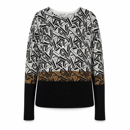 Preworn Womens Black Geometric  Pullover Jumper Size 8