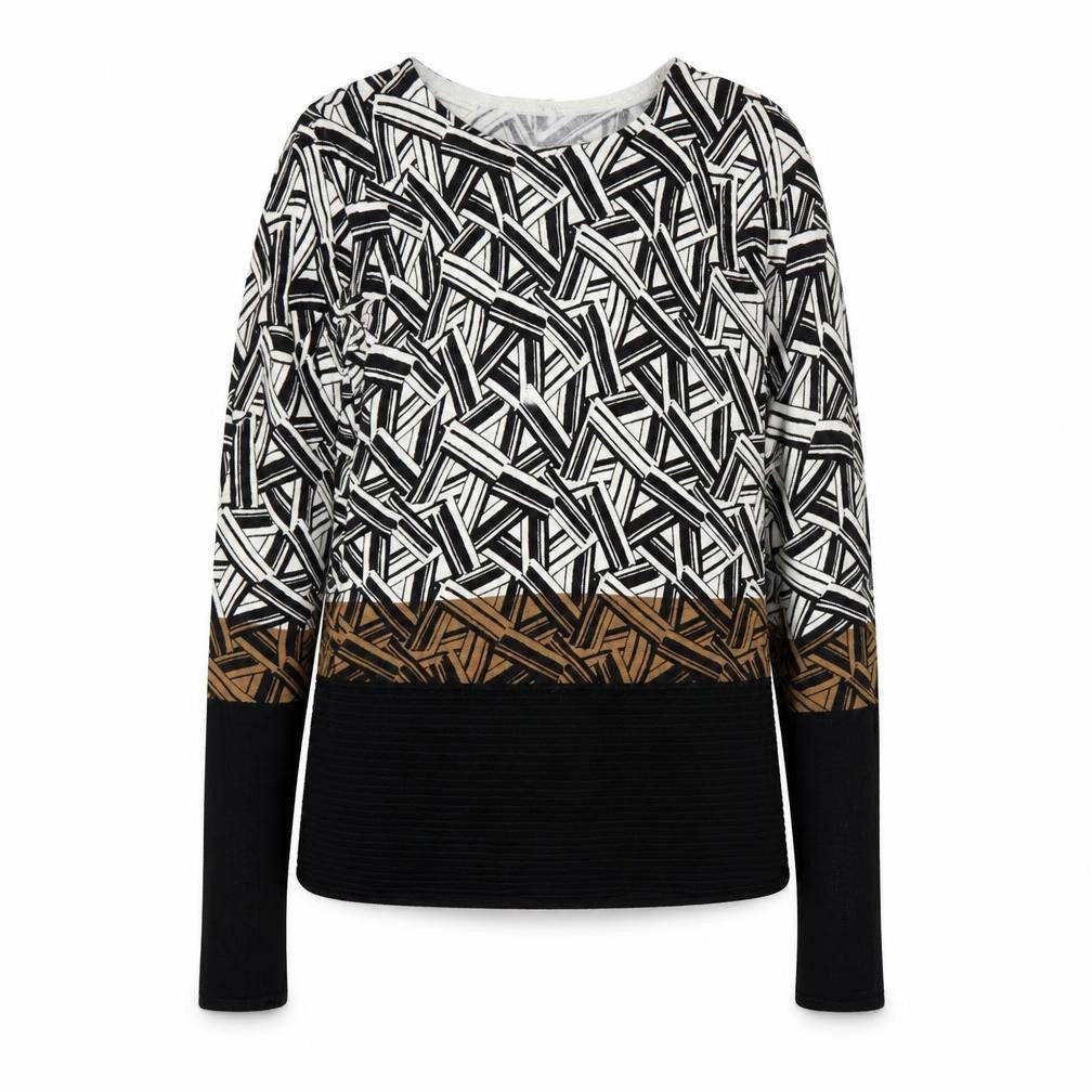 Preworn Womens Black Geometric  Pullover Jumper Size 8