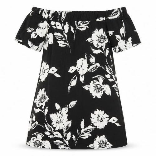 Boohoo Womens Black Floral  A-Line  Size 8