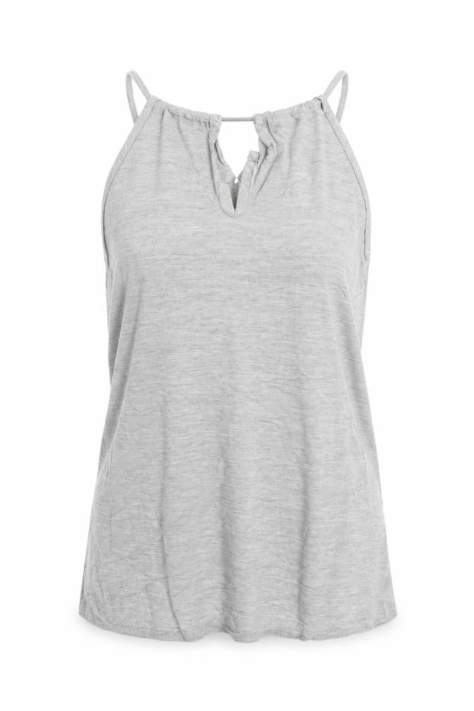 Front view of Atmosphere women’s grey basic tank, size UK 6