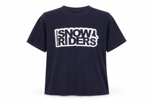 Front view of Starworld men’s blue t-shirt, size M, - snow riders
