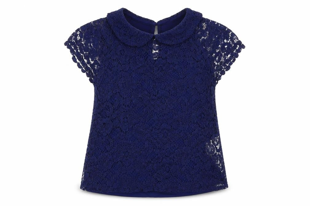 Topshop Womens Blue Floral  Basic Blouse Size 10  - cut out front detail