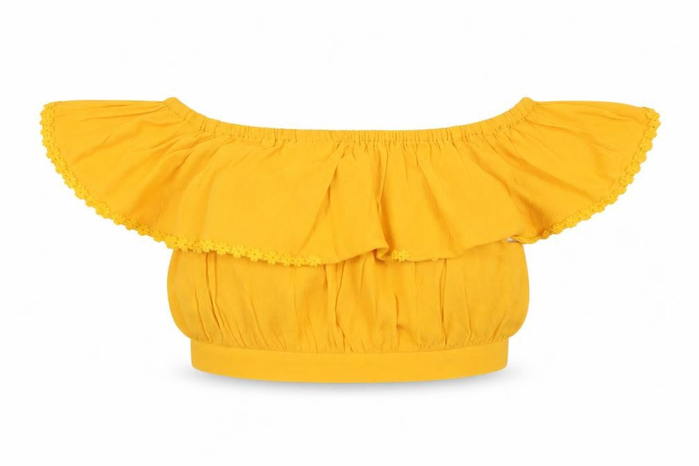 Preworn Womens Yellow   Cropped Blouse Size 12
