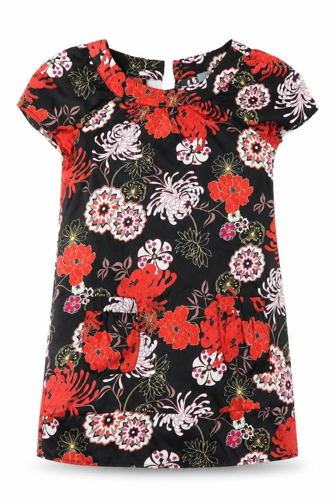 Debenhams Girls Black Floral  Basic Blouse Size 7 Years