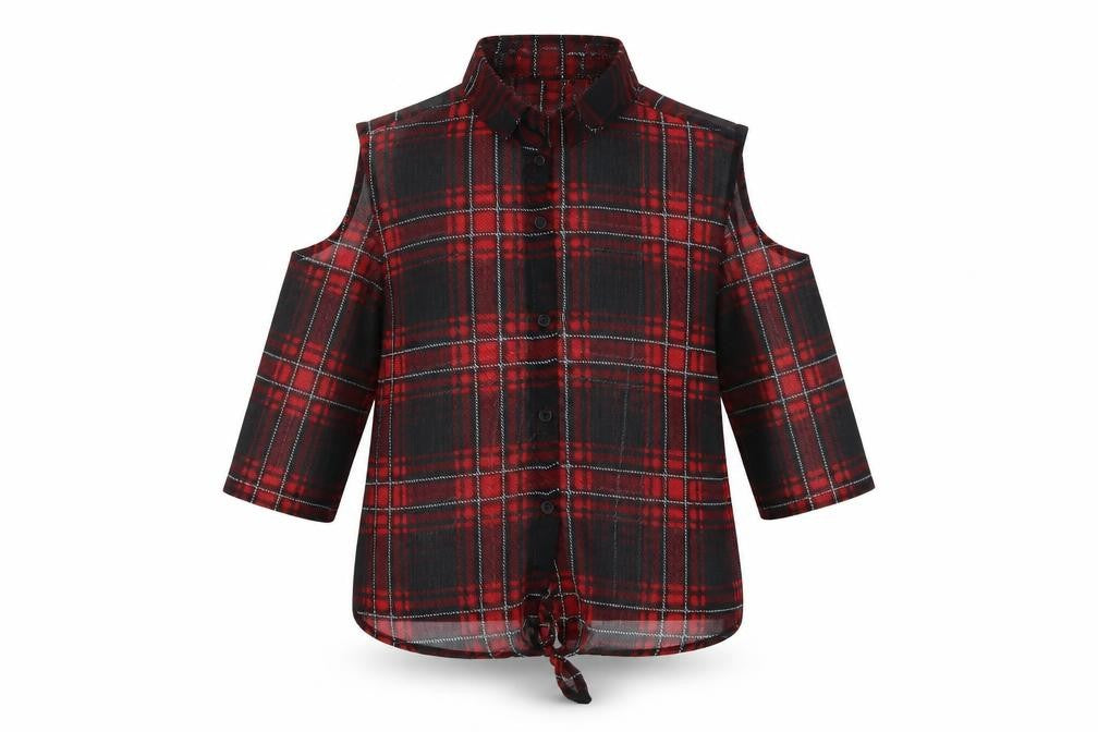 Miss Evie  Girls Black Check  Basic Button-Up Size 9 Years