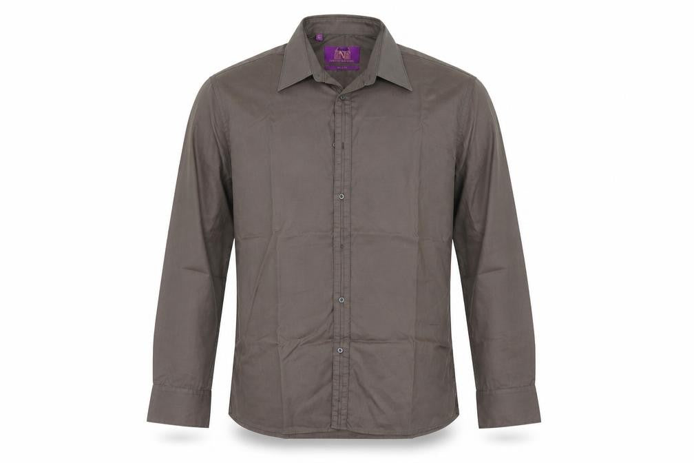 Front view of Next men’s brown button-up, size 46