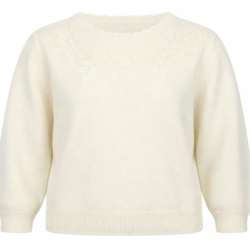 Berkertex Womens White Floral  Pullover Jumper Size 16