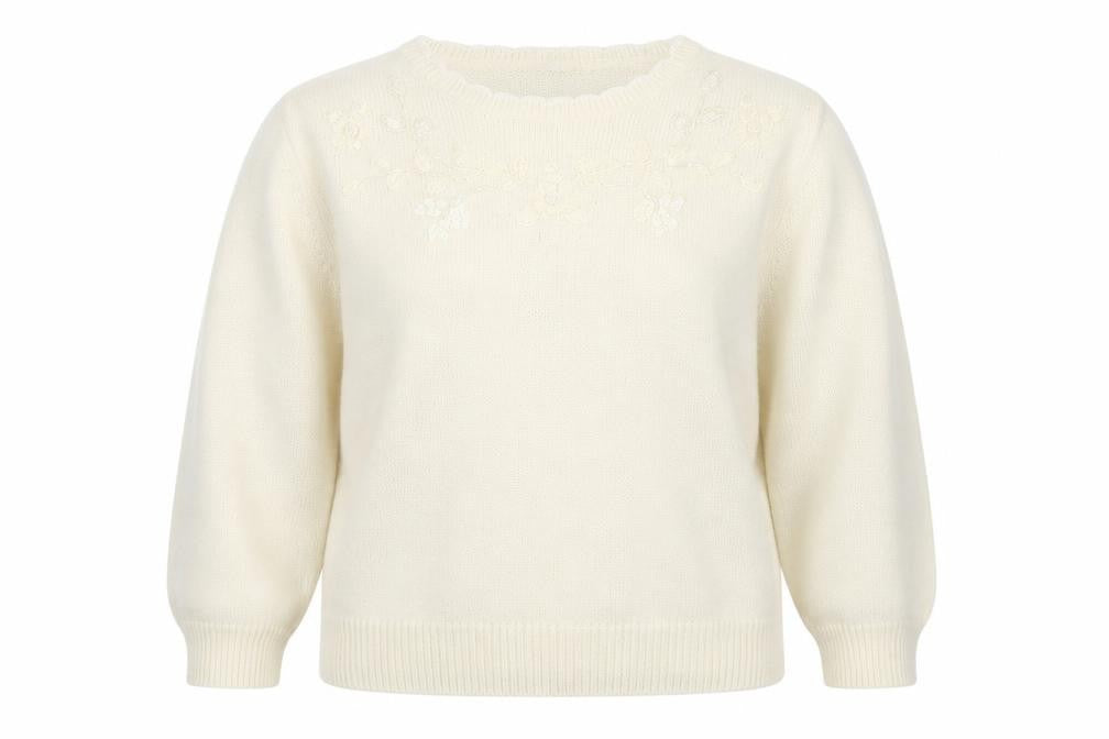 Berkertex Womens White Floral  Pullover Jumper Size 16
