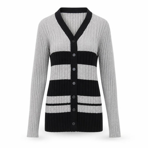 Sky Designs Womens Grey Striped  Cardigan Jumper Size 2