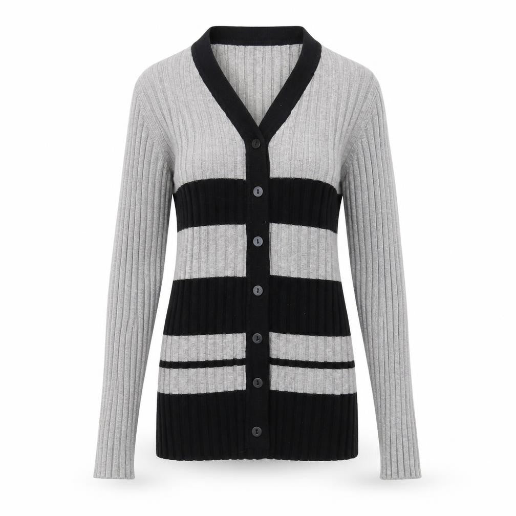 Sky Designs Womens Grey Striped  Cardigan Jumper Size 2