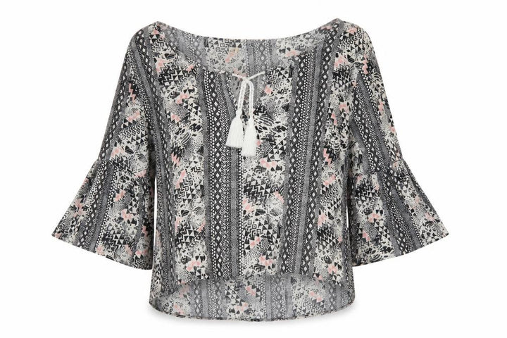 Hollister Womens Black Geometric  Basic Blouse Size L