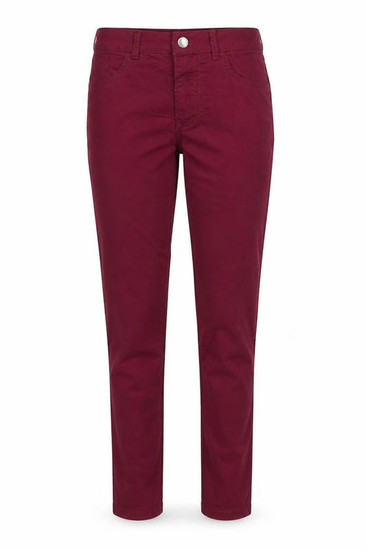 Front view of women’s pink denim skinny jeans, size S, 30-inch leg