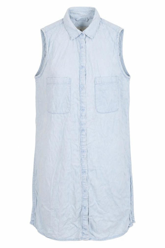 Front view of Denim Co women’s blue basic button-up, size UK 10