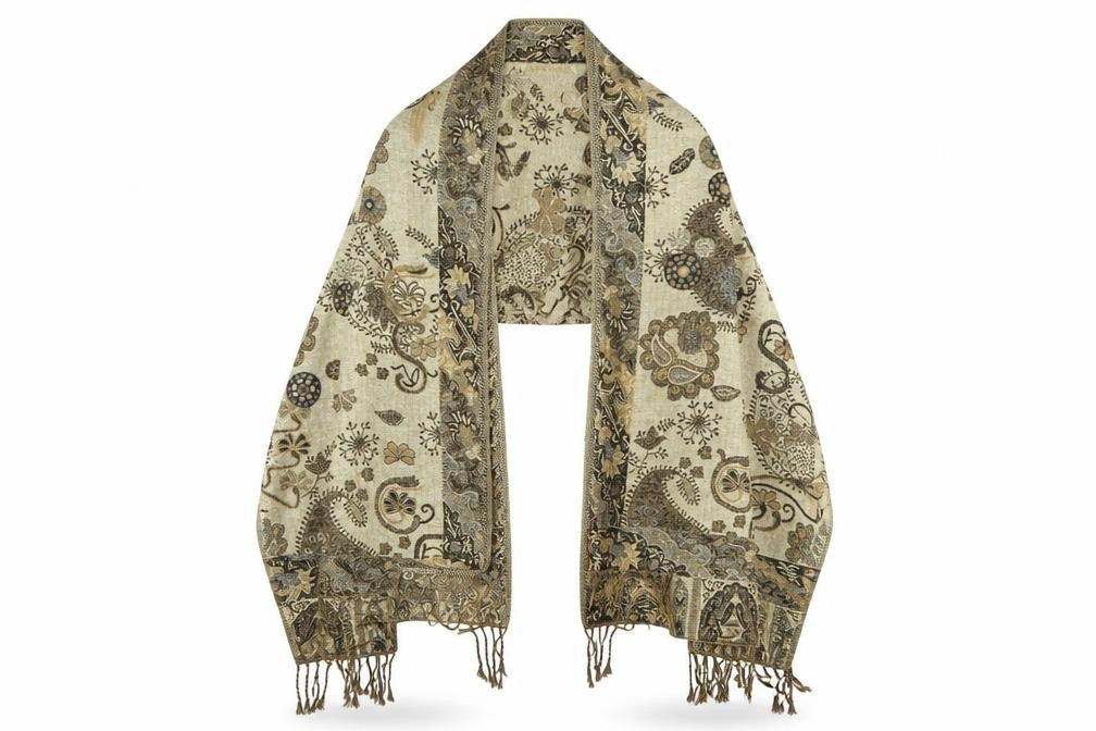Preworn Womens Gold Floral   Shawl/Wrap