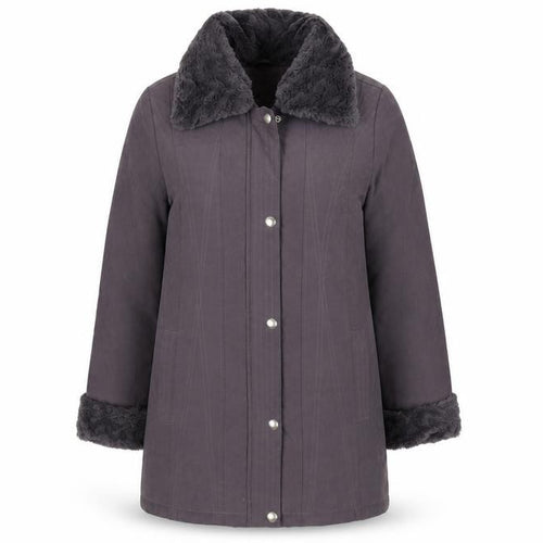 Bonmarché Womens Grey  Velour Windbreaker Coat Size XS