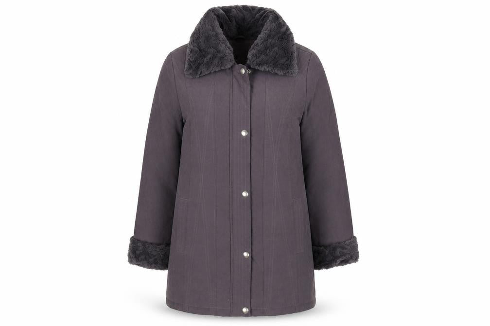 Bonmarché Womens Grey  Velour Windbreaker Coat Size XS