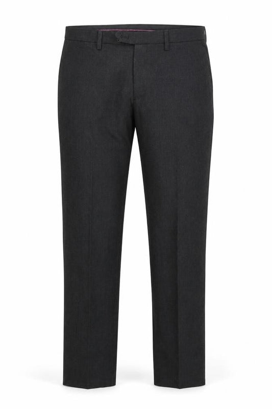 Front view of Next men’s grey rayon trousers, 31-inch leg
