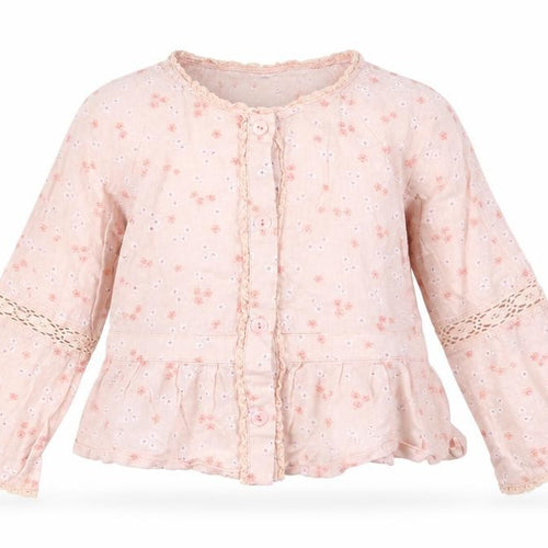 Mayoral Girls Pink Floral  Basic Blouse Size 3 Years